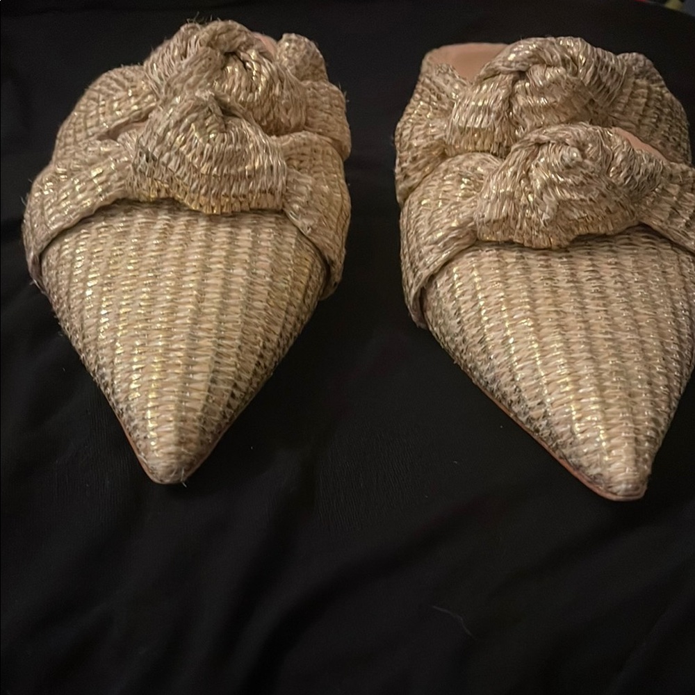 Tuckernuck Gold Woven Pointed Flats